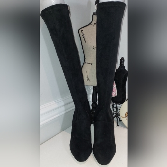 Enzo Angiolini Billion Black Fabric Tall Boots Size 10M NWOB - Picture 2 of 10